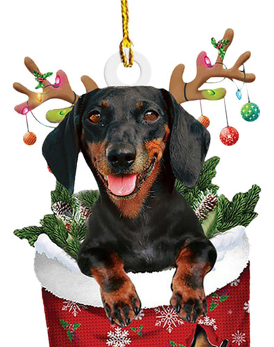 5 Adorno Navideño Para Perro Salchicha, Decoración Estilo
