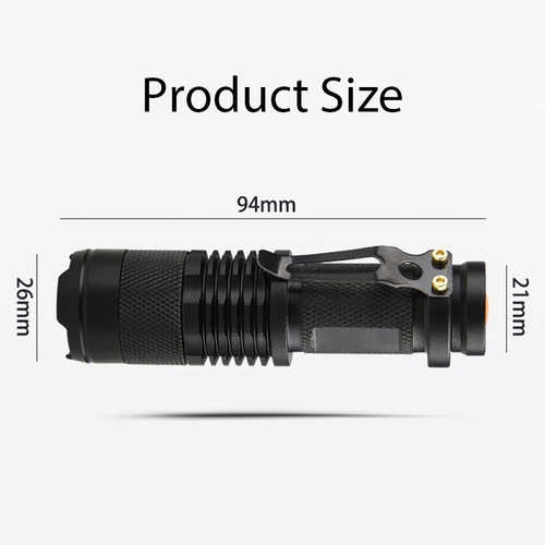 Imagen 2 de 5 de Linterna Táctica Led Q5 Recargable Usb 2000lm Zoom Con Caja