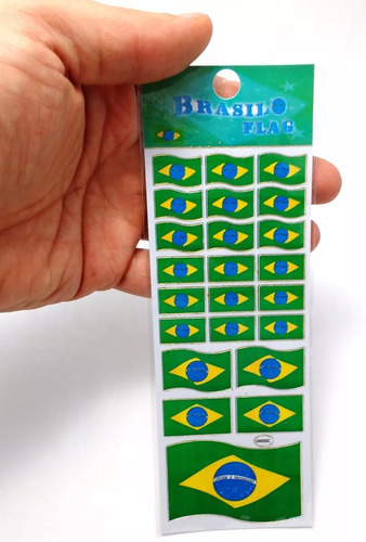 Cartela 23 Adesivos Autocolantes Bandeira Brasil Uso Geral