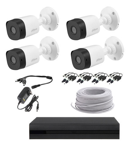 Kit 4 Cámaras 1080p Dahua Baluns Dvr 8 Canales Utp