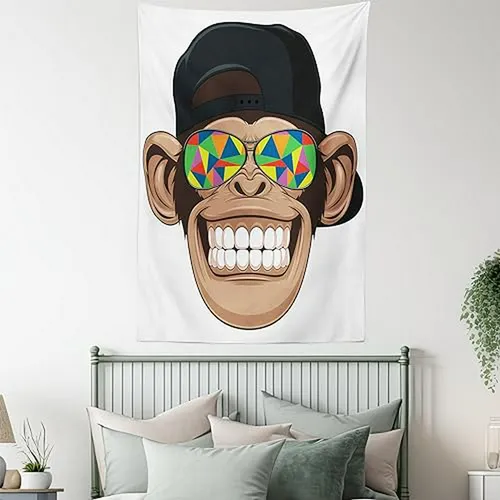 Tapiz De Dibujos Animados De , Divertido Mono Hipster Con Ga