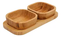 Comprar Jogo Petisqueira Bambu Com Base 2 Recipientes Mimo Style