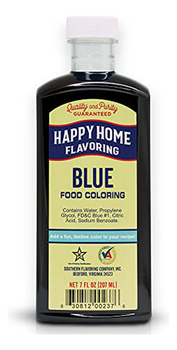 Colorante De Alimentos Azul Happy Home, 7 Oz.