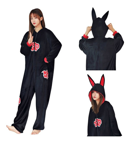 Naruto Akatsuki Uchiha Itachi Pijama Cosplay Adultos Unisexo