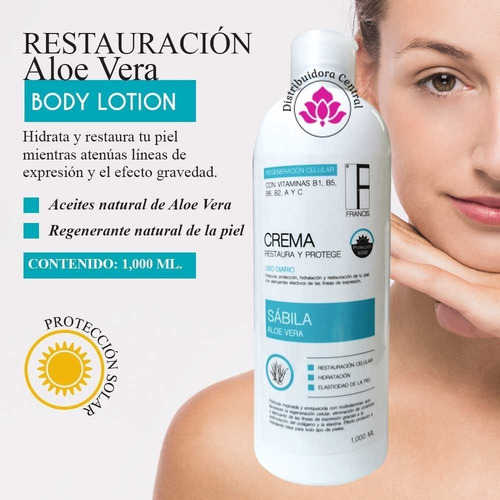 Crema Sabila Y Aloe Vera Restaura Y Protege Francis® 1lt 3pz