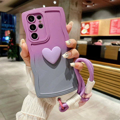 Funda De Silicona Corazones Doble Color Para Samsung+correa