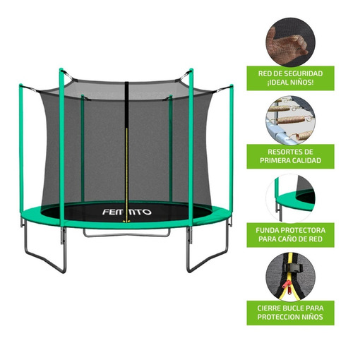 Imagen 4 de 10 de Cama Elastica Femmto 2.44 Metros Con Red Protectora 120 Kg