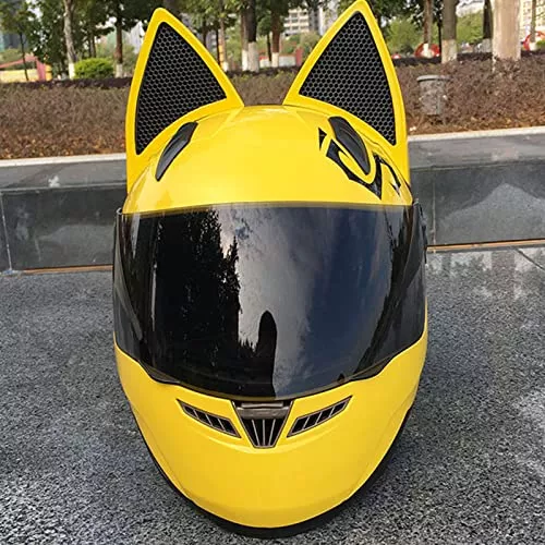 Casco de motocicleta con orejas de gato, casco de cara completa para  hombres y mujeres, certificado DOT/FMVSS-218, adecuado para todas las  estaciones