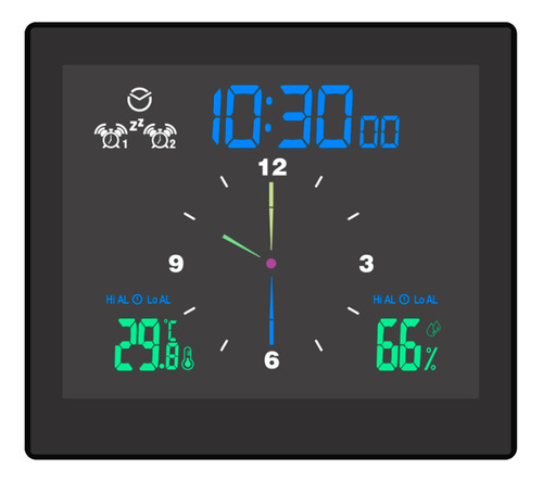 Reloj De Pared Digital Baño Lcd Temp/hum Dual Alarma