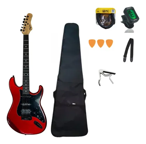 comprar Guitarra Tagima Vermelha Reverb Delay Overdrive + Acessorios