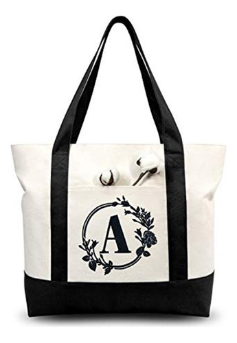 X-large Cotton Canvas Tote Bag With Embroidery, Suitable For
