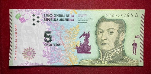 Billete 5 Pesos Reposición 2015 Bottero 3904