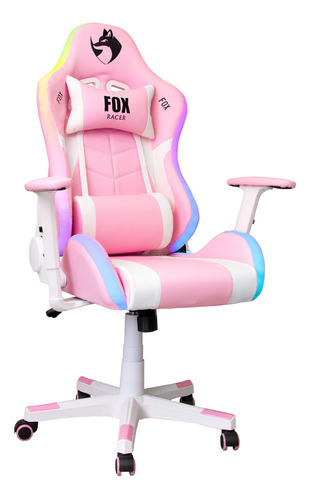 Cadeira Fox Racer Rgb Iluminação Led Rosa Logo Preto Material do estofamento Couro sintético