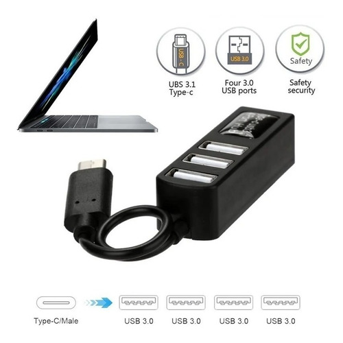 Imagen 3 de 8 de Hub Con Conector Tipo C Usb 3.1 4 Puertos