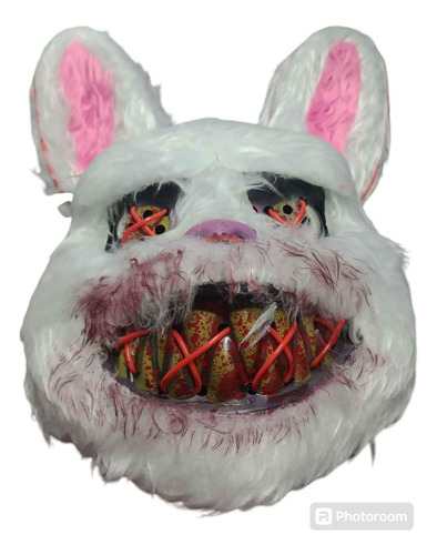 1 Mascara Conejo Peluche Con Luz Led Halloween Disfraz
