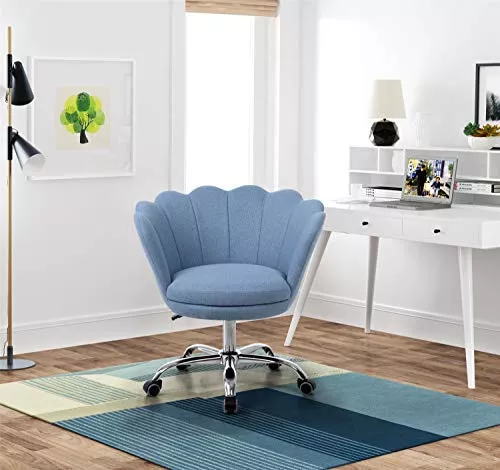 Silla de oficina sin brazos, bonita silla de escritorio de tela moderna,  sillas de escritorio de oficina en casa con ruedas, silla giratoria  ajustable