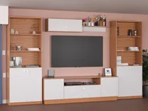 Comprar Combo Mesa Tv + 2 Bibliotecas + Repisa Flotante Living Rack 