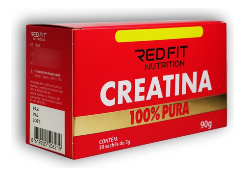 Creatina Red Fit Nutrition 100% Pura Importada 30 Sachês 3g