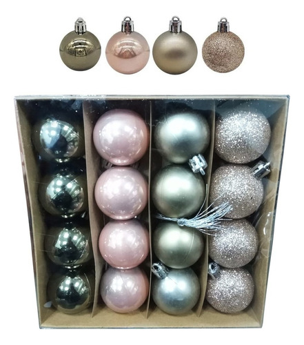 Bolas De Navidad 3,5cm Adornos Navideños X15 Esferas Pettish Color 4087