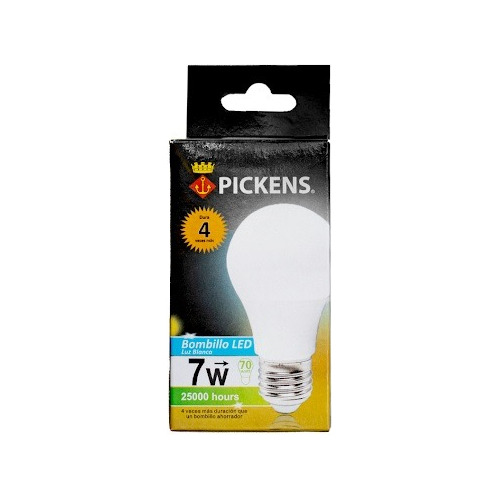 Bombillo Pickens Led Luz Blanca 7w Rosca E27 2 Años Garantía