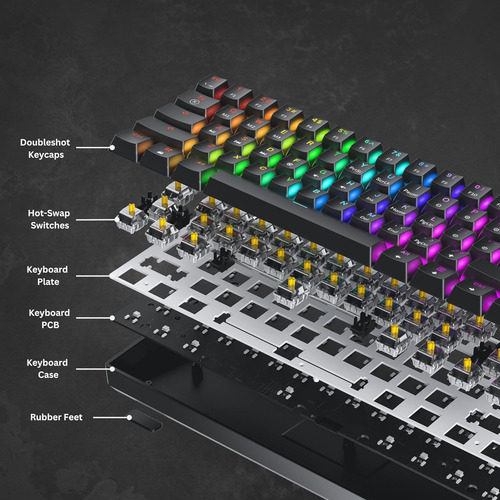 Teclado De Juegos Mecánicos Gk61 - 61 Teclas Multi Color Rgb