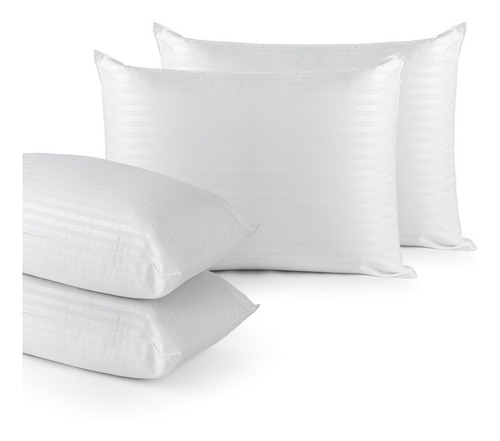 Kit 02 Travesseiros Antialérgico Pena De Ganso 70cm X 50cm Cor Branco