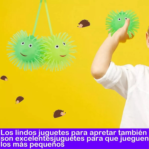Pelota Erizo Luces Led Antiestrés Yoyo Squishy Apretable