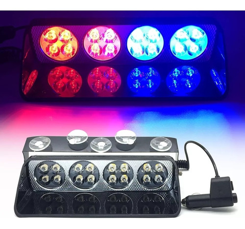 Luz Led Policial 16 Led Multifunción Conexión A Cigarrera