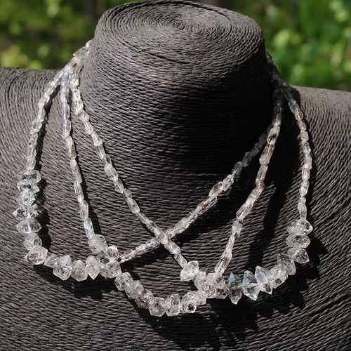 Collar Herkimer 41 Cm Cadena Cuarzo Diamante Natural 2 Punta Cristal (Usado)