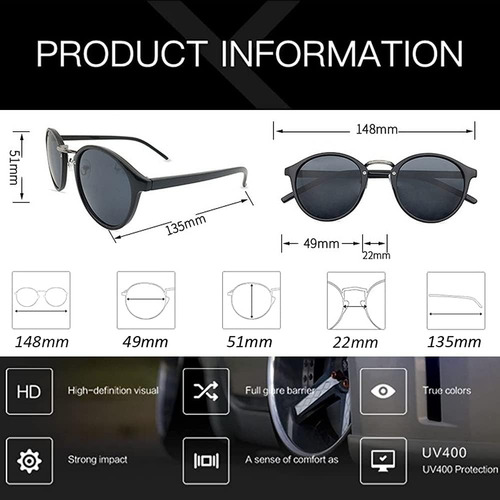 Clape Gafas De Sol Polarizadas Redondas Estilo Novio Para Mu