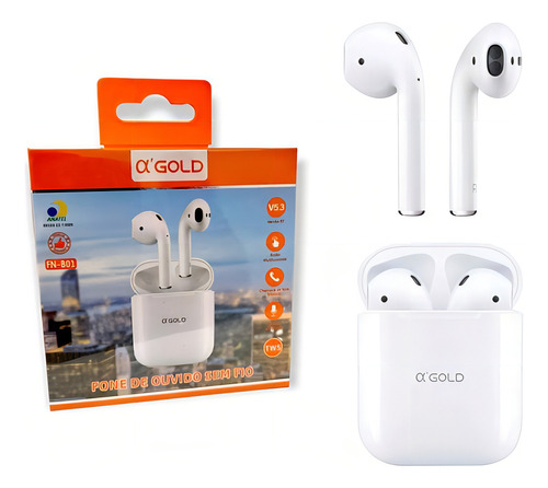 Fone Bluetooth Sem Fio Compatível Com Android E Ios Premium Cor Branco
