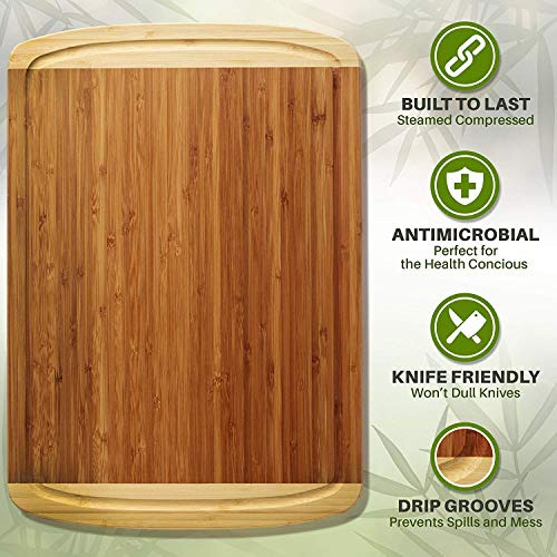 Greener Chef's Mejor Tabla Cortar Madera Bambu Extra