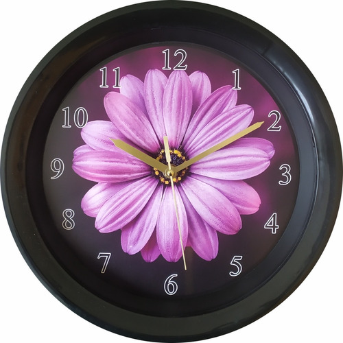 Reloj De Pared Flor Violeta Decorativo