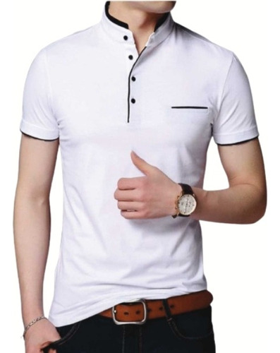 Polos Henley Manga Corta Cuello Chino Hombre