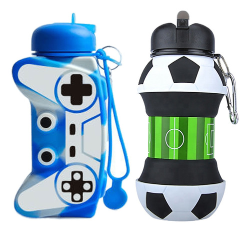 2 Botella - Balón Futbol Y Joystick Juego Para Niños Azul