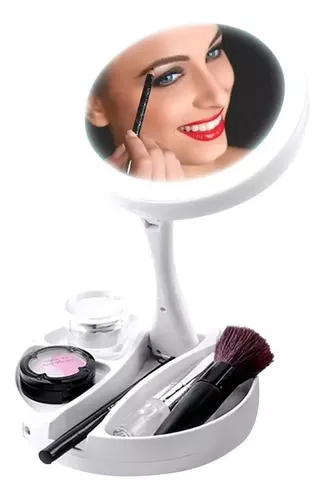 Espejo Para Maquillaje Con Led Aumento 10x Usb Doble
