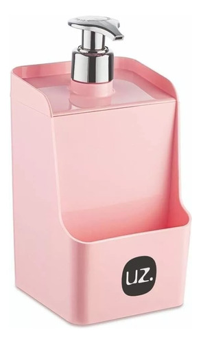 Dispenser De Plástico 500ml Porta Detergente E Esponja Slim Cor Rosa