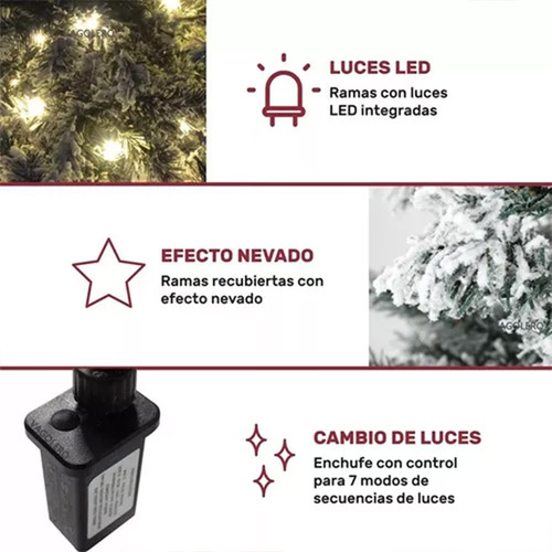 Arbol Navidad Artificial Nevado 1.8m De Pvc Pino Blanco