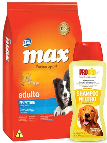 Max Selection 20kg + Shampoo Procao 500ml + 6 Pagos