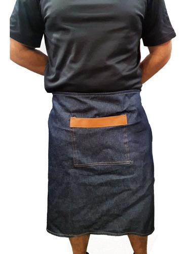 Delantal Jean Faldon Cocina Parrillero Hombre Mujer Bolsillo