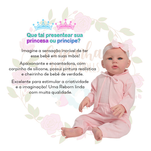 Boneca Reborn Careca Princesa Abigail Toda De Vinil 10 Itens