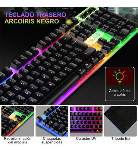 Meryado Teclado Mecanico,kit Teclado Y Mouse Alambrico