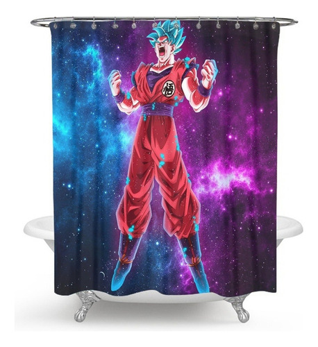 Cortina De Ducha Dragon Ball Impermeable Con 12 Ganchos, 60