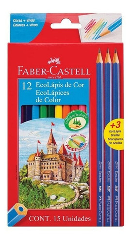 Lápices De Colores Faber Castell X12 Largos + 3 Grafitos