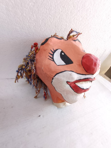 Cabeza De Títere Papel Maché Cara De Payaso Pintada A Mano (Usado)