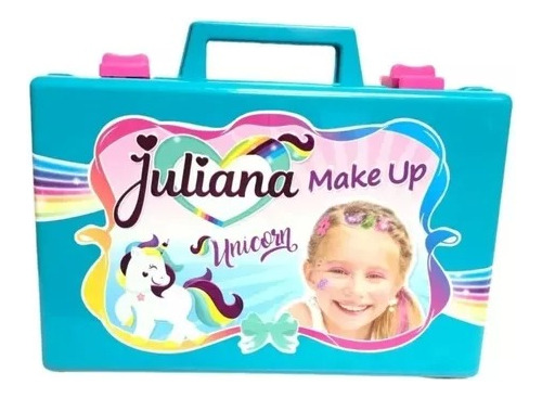 Valija Juliana Make Up Unicornio Grande Color Aqua- Original
