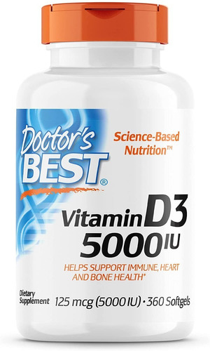 Vitamina D3 5000 Iu 125 Mcg Doctor's Best 360 Capsulas