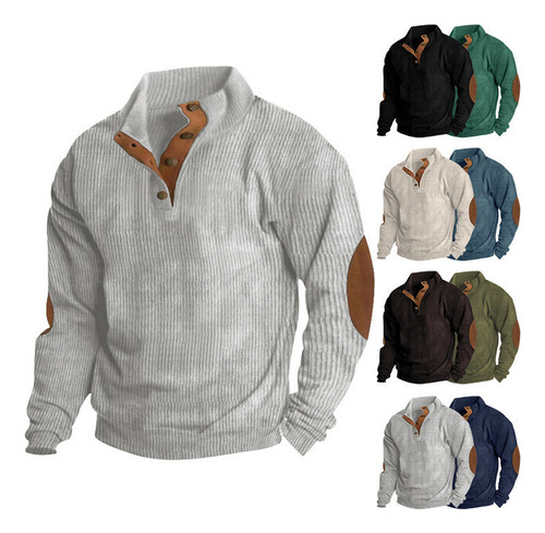 Camisa De Manga Larga Sudadera Pana Casual Cuello Alto 12
