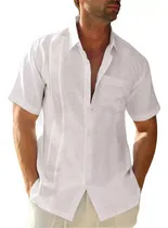 Comprar Camisas Lino De Manga Corta Para Hombre Con Botones Y Blusas