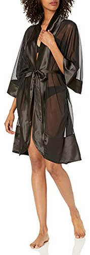 Coquette Sheer Kimono Estilo Bata, Negro, Talla Única 3xl (2